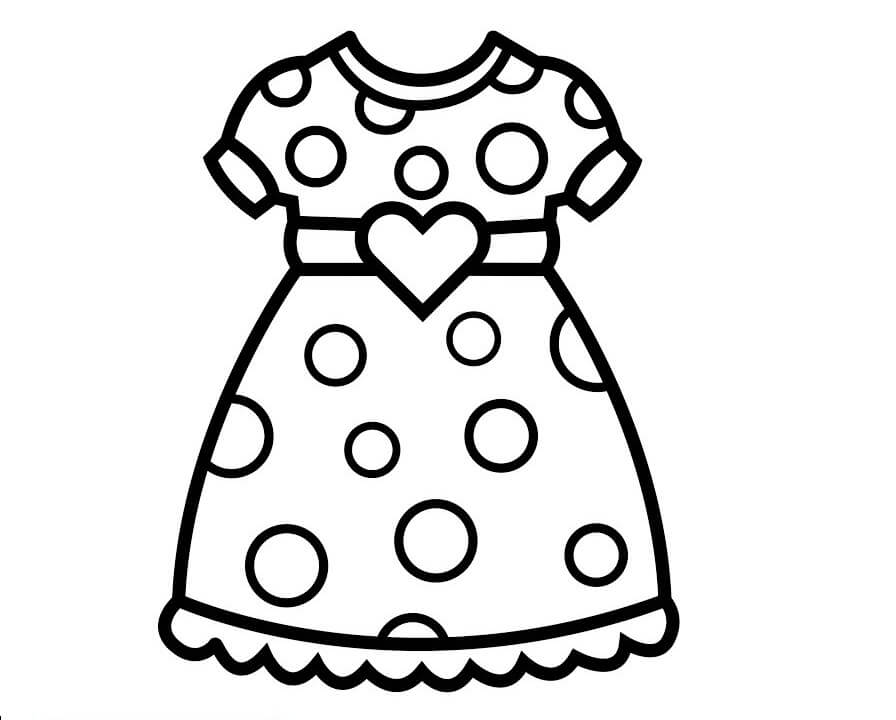 desenho lindo vestido de menina para colorir