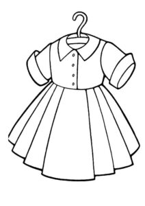 desenho para pintar de vestido de menina simples