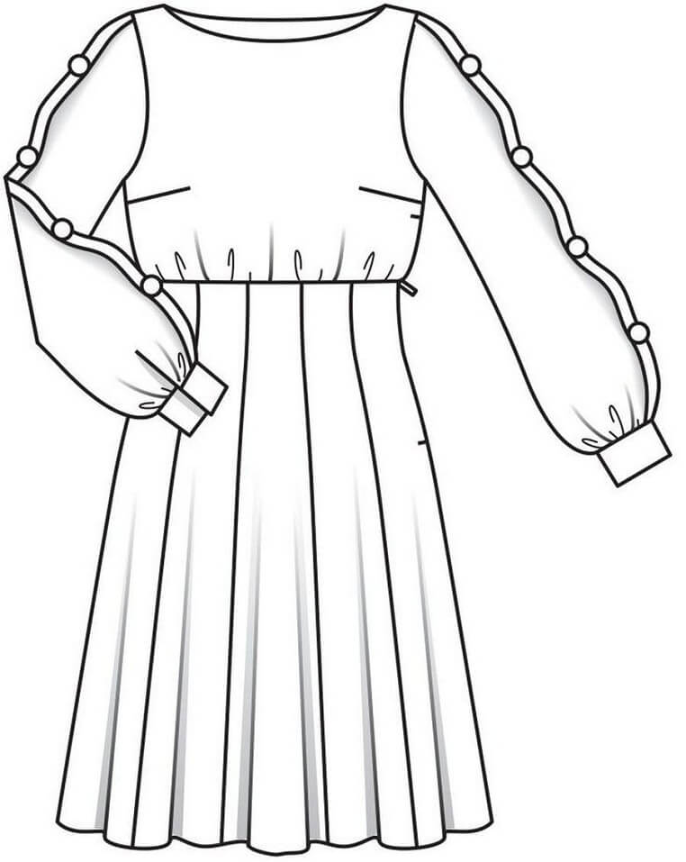 desenho vestido de menina para pintar grátis