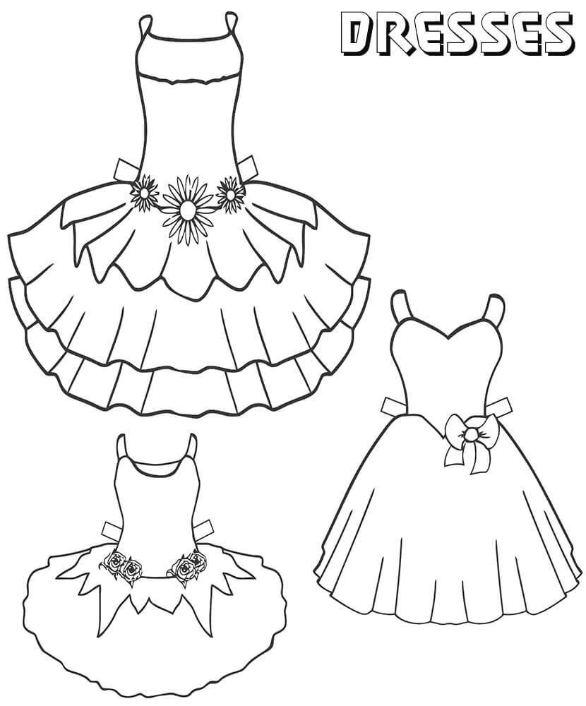 desenho de vestidos para colorir