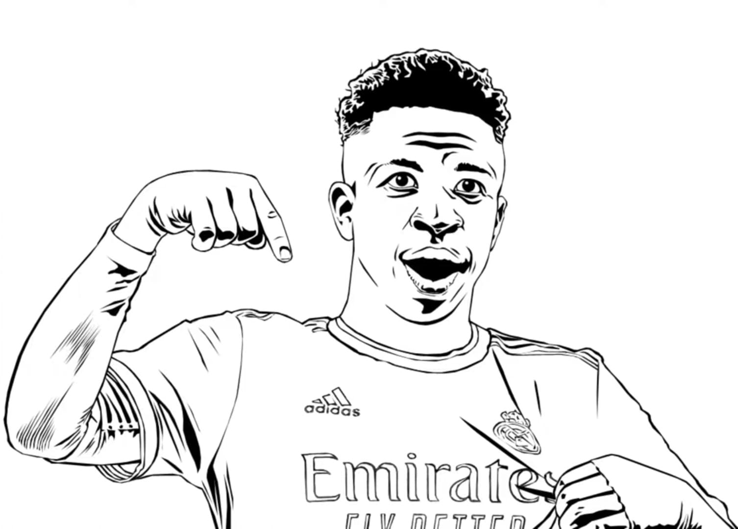 ilustracao do vinicius junior jogador de futebol em pdf para colorir