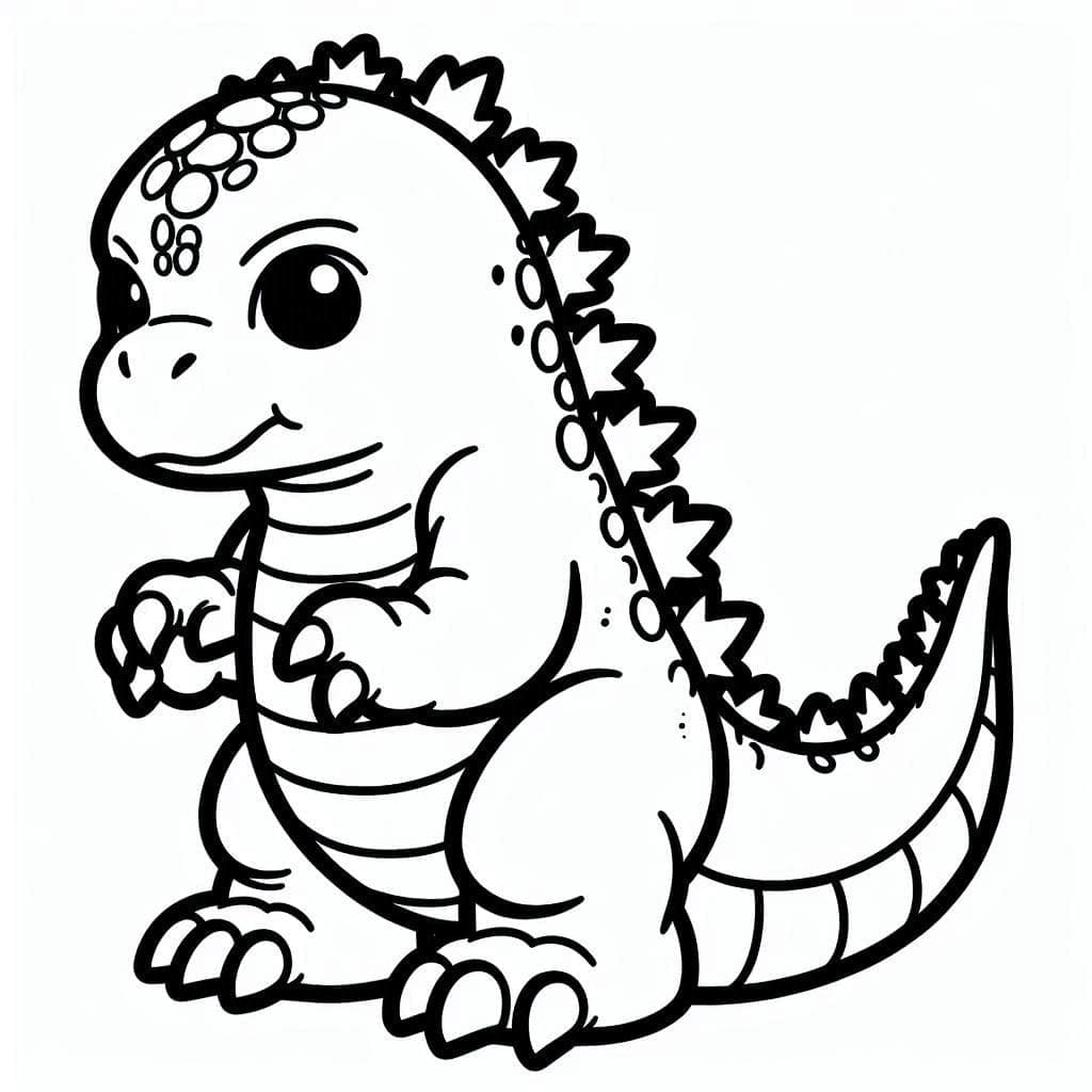 Desenho de Kawaii Godzilla para colorir