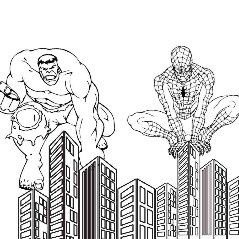 baixar desenho do homem aranha e hulk para colorir pdf