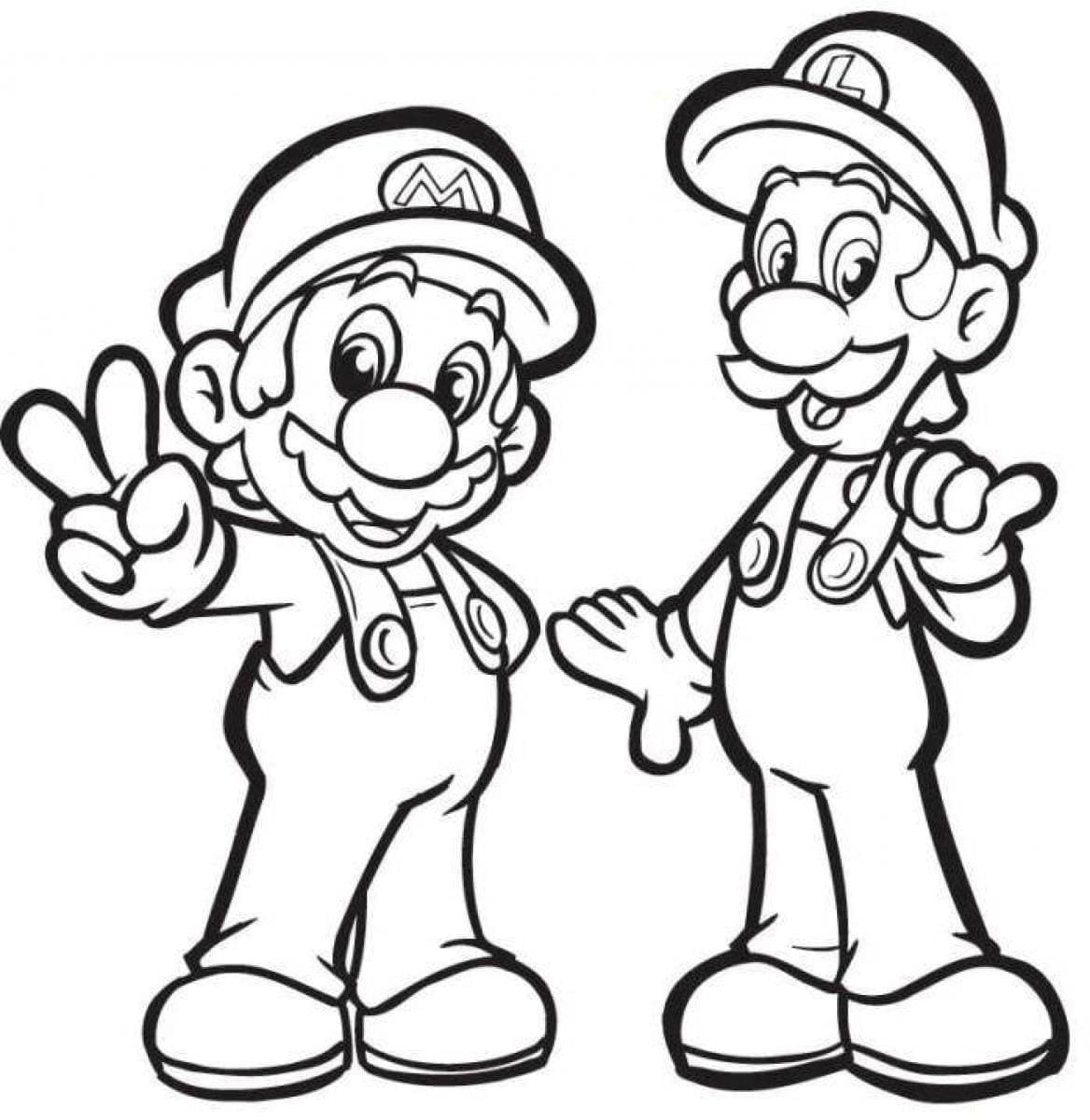 desenho de adoráveis mario e luigi para colorir