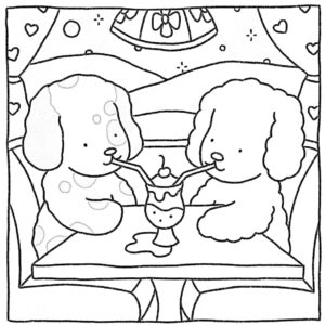 desenho de bobbie goods cachorros bebendo milk shake para colorir