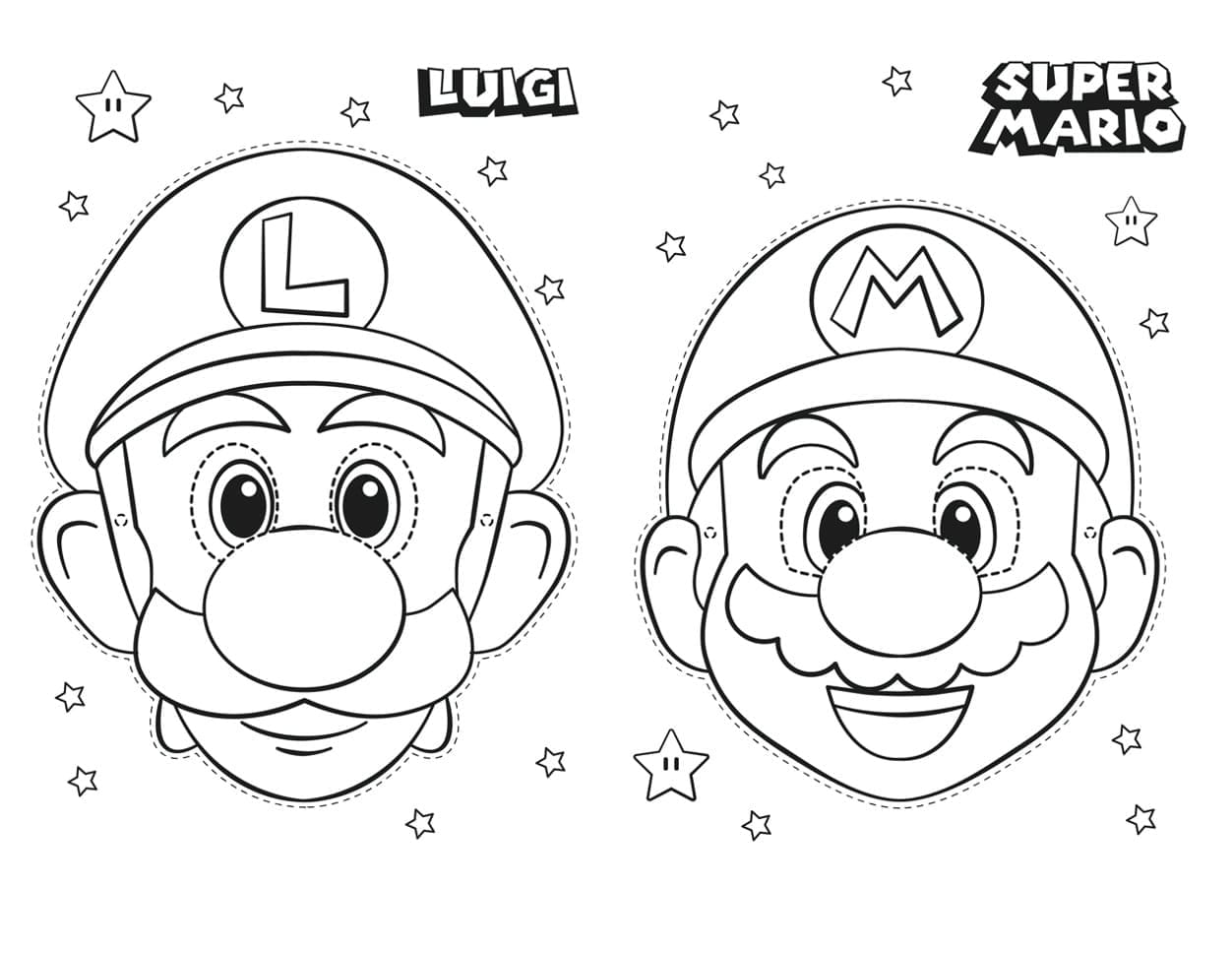 desenho de cara de mario e luigi para colorir