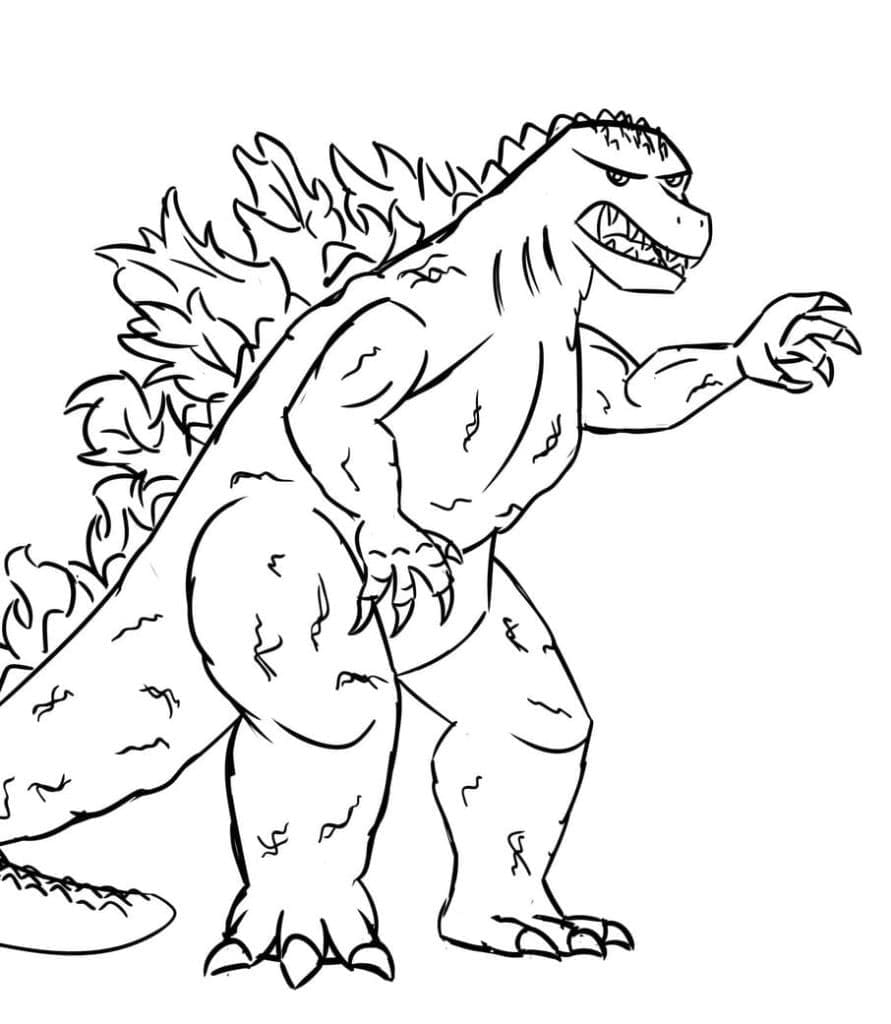 desenho de godzilla mal humorado para colorir