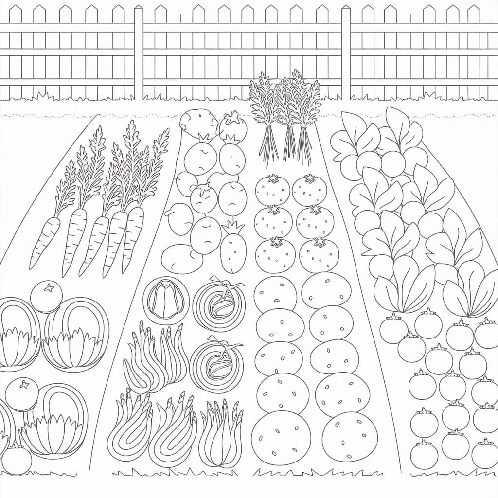 desenho de horta para crianças de 2 ano para colorir