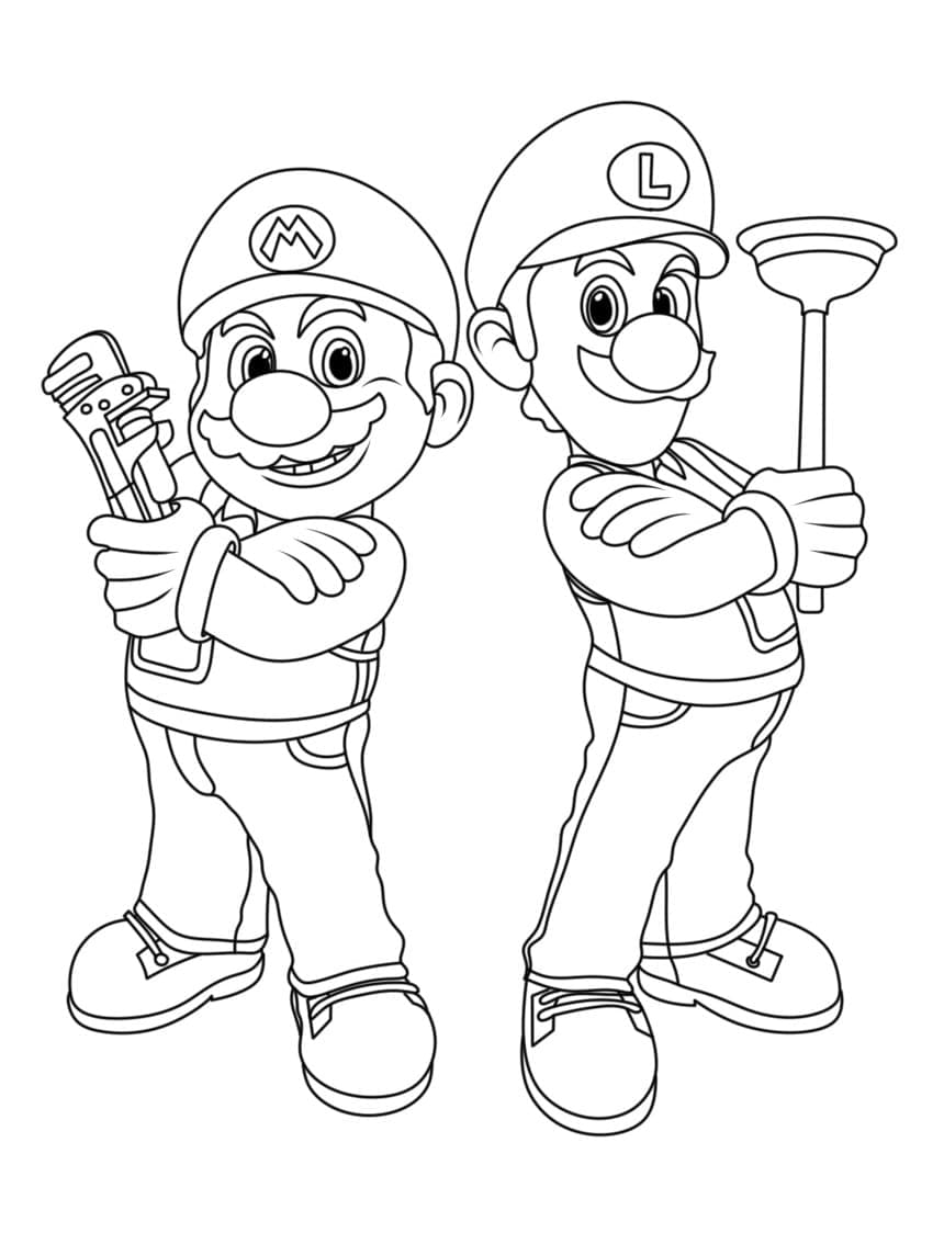 desenho de imagem de mario e luigi para colorir