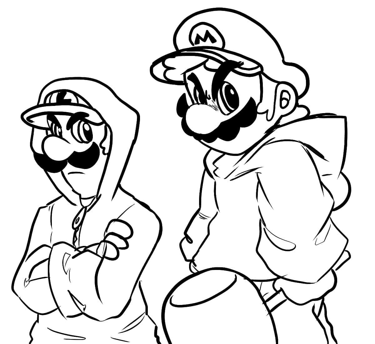 desenho de mario e luigi bravos para colorir