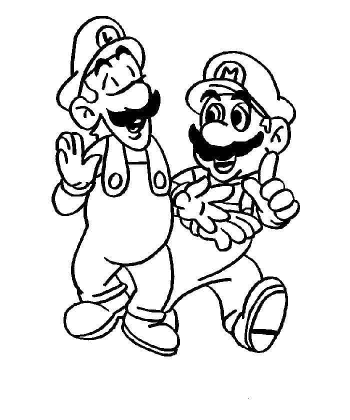 desenho de mario e luigi engraçados para colorir