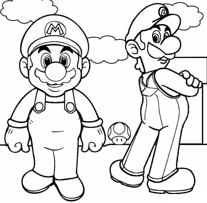 desenho de mario e luigi grátis para colorir