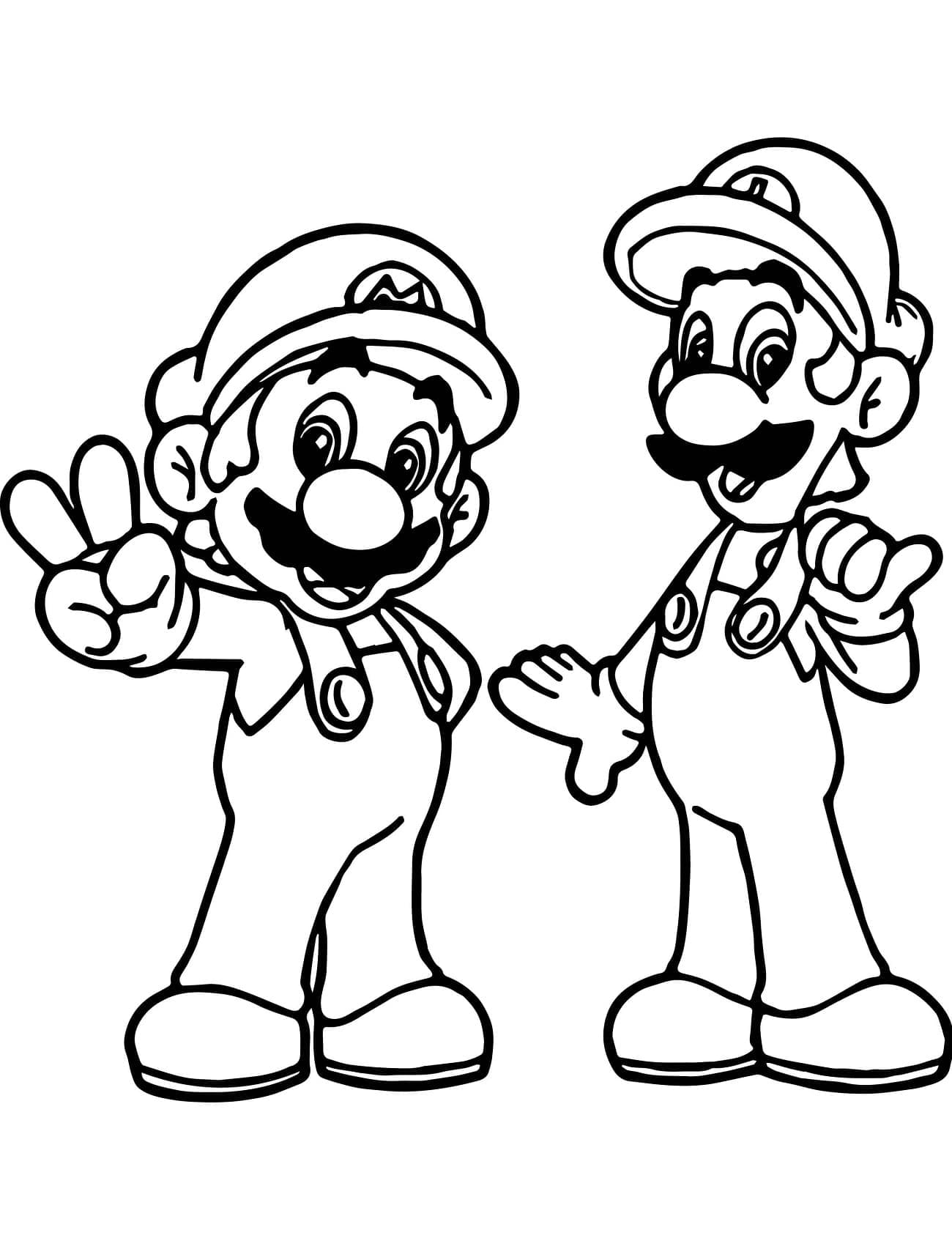 desenho de mario e luigi grátis para crianças para colorir