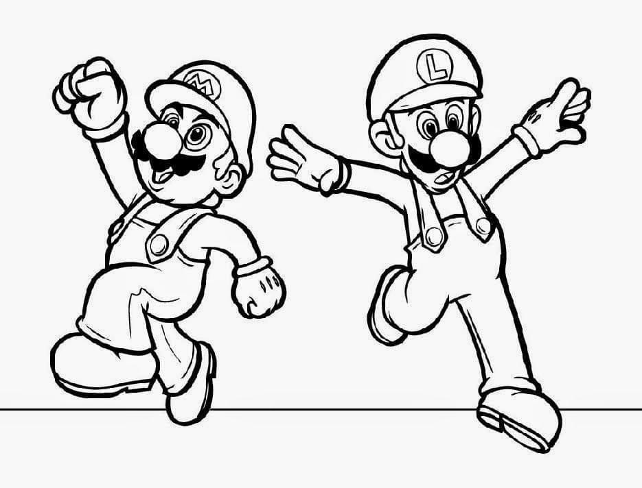 desenho de mario e luigi imprimível grátis para colorir