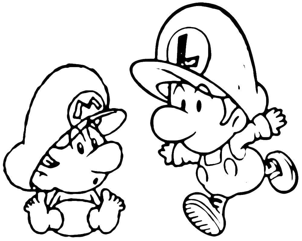 desenho de mario e luigi para crianças de 1 ano para colorir