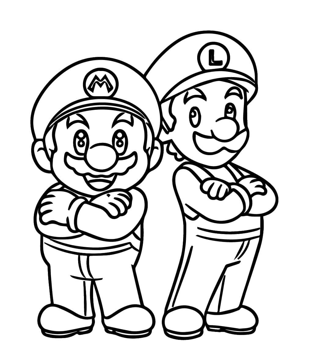 desenho de mario e luigi para-crianças para colorir