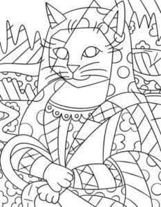 desenho de romero britto mona cat para colorir