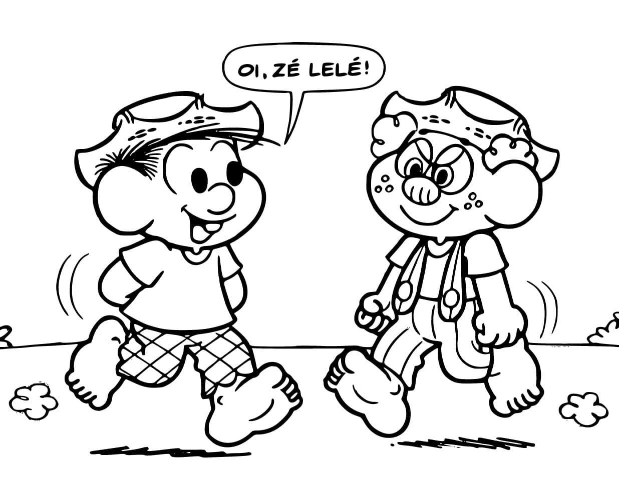 desenho de zé lelé e chico bento da turma da mônica para colorir