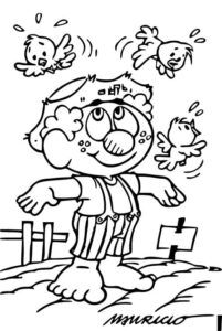 desenho de zé lelé e pássaros para imprimir e colorir