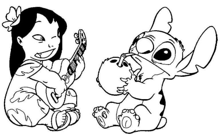 desenho do stitch bebendo água de coco imagens para colorir