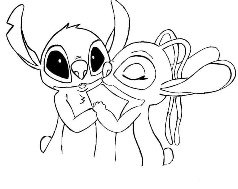 desenho do stitch e namorada para imprimir de graça