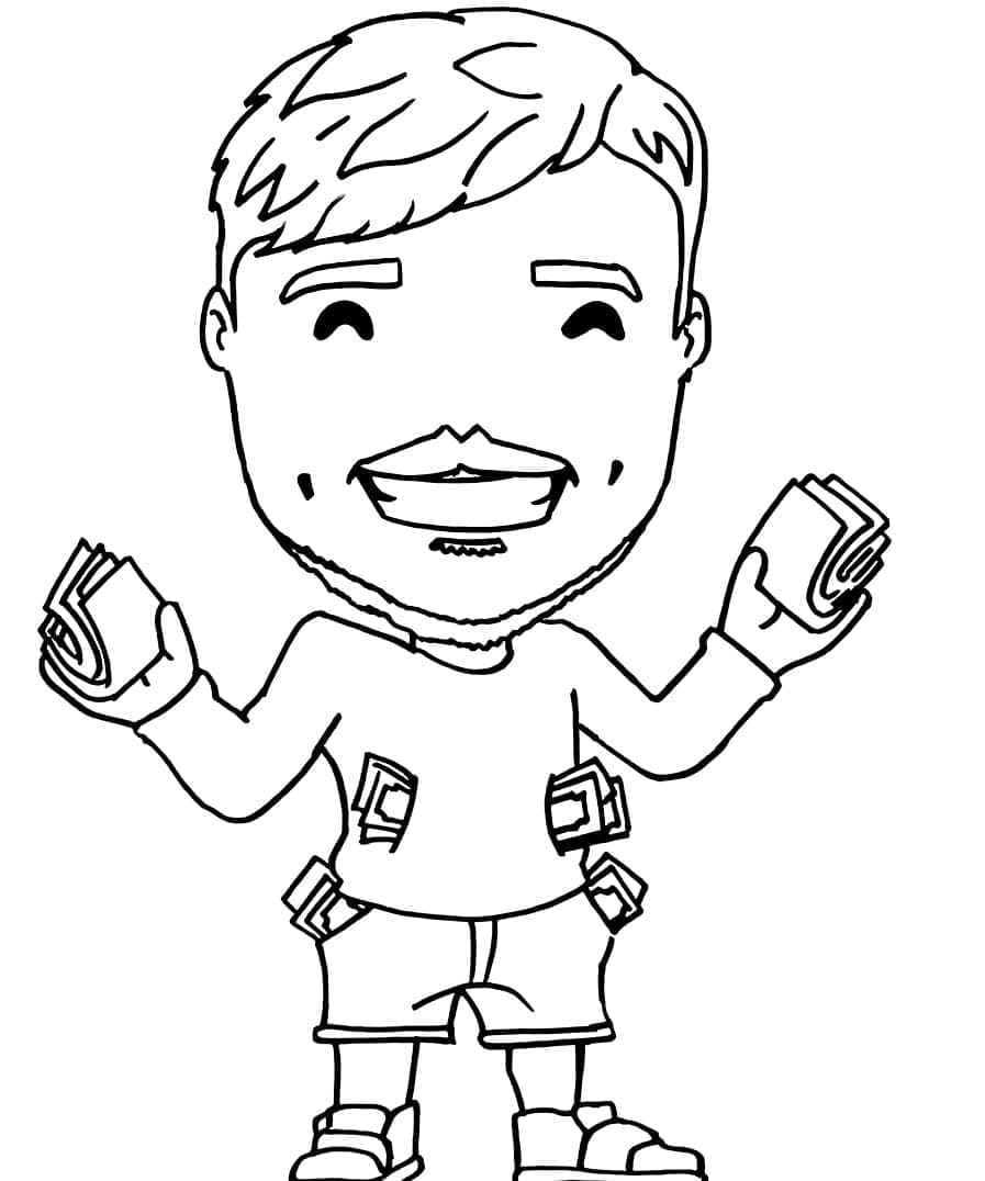 desenho youtuber mrbeast rico para colorir