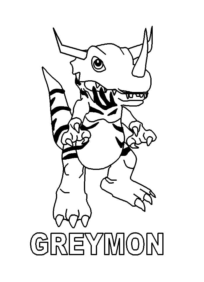 Desenho de Greymon Digimon para colorir