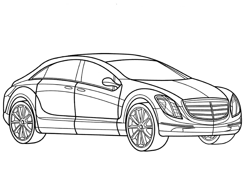 desenho carro mercedes e 700 para colorir