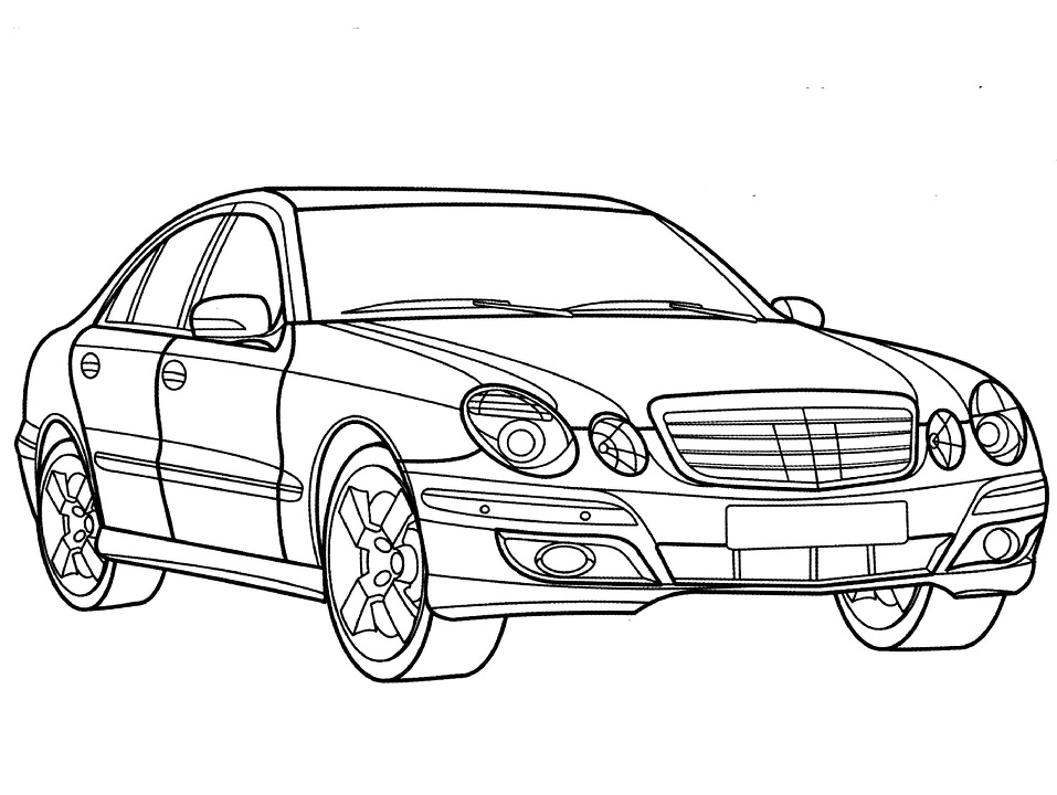 desenho de carro mercedes benz e class para colorir