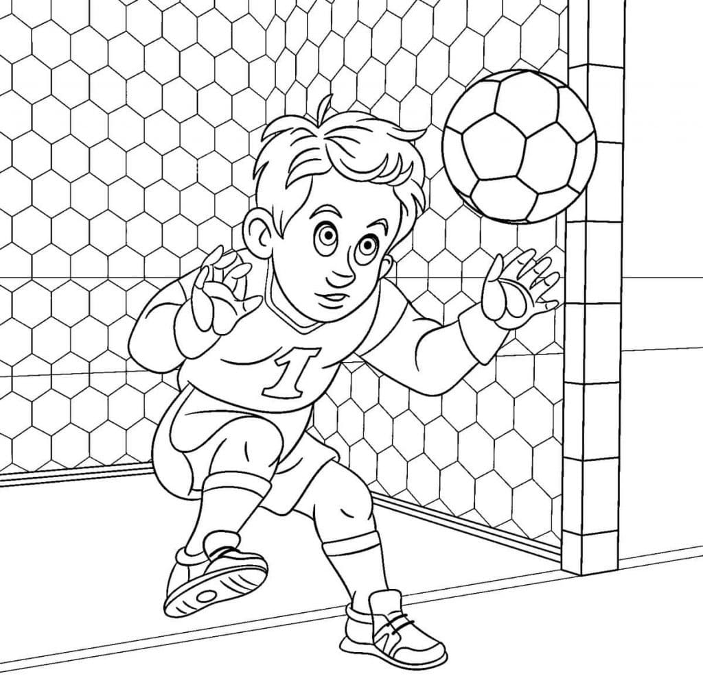 desenho de goleiro jovem para colorir