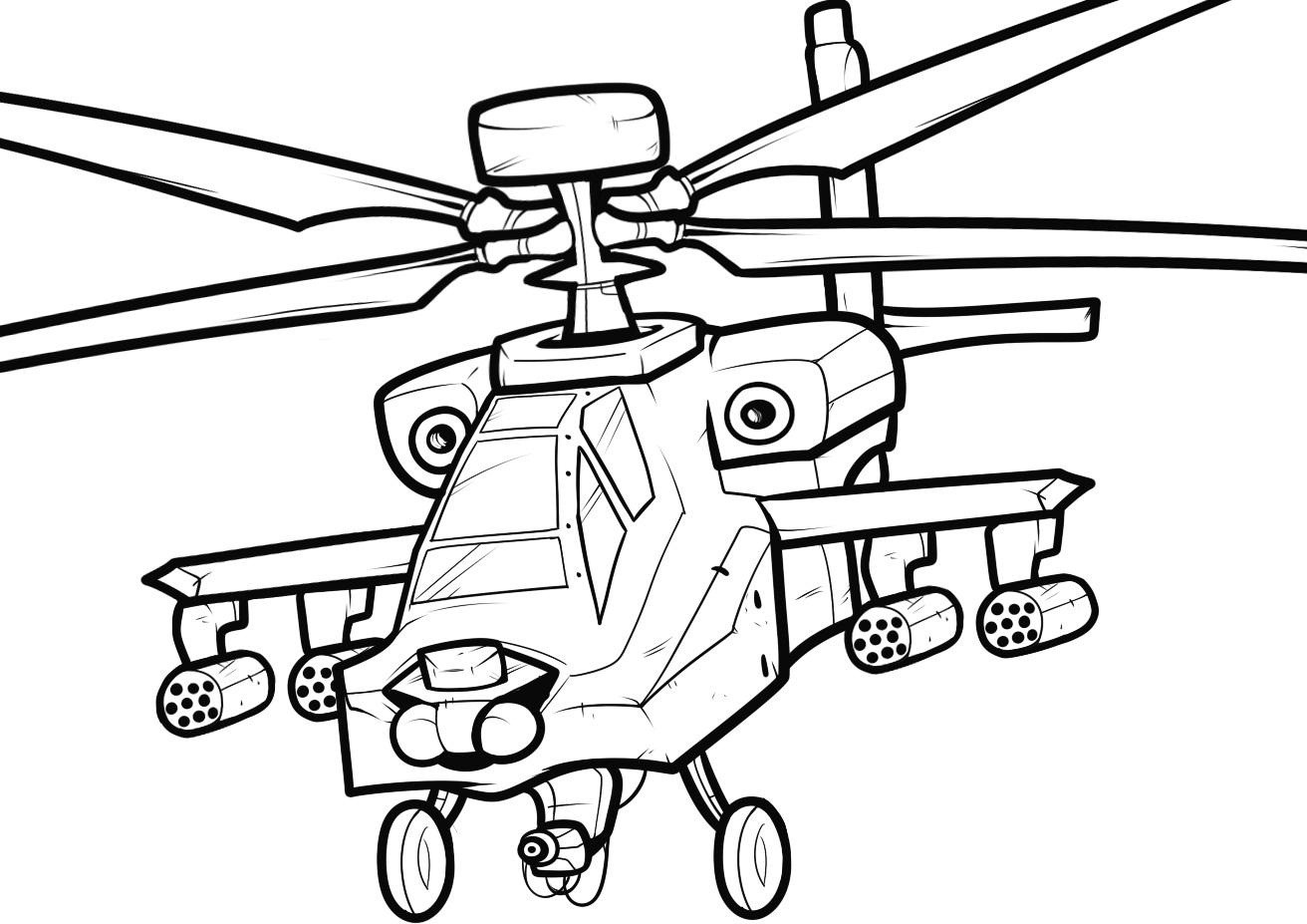 desenho de helicóptero de guerra para colorir e imprimir