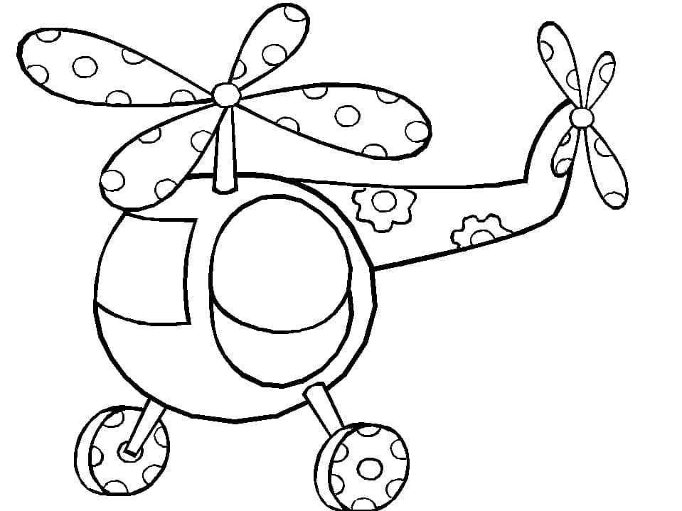 desenho de helicóptero muito fofo para colorir