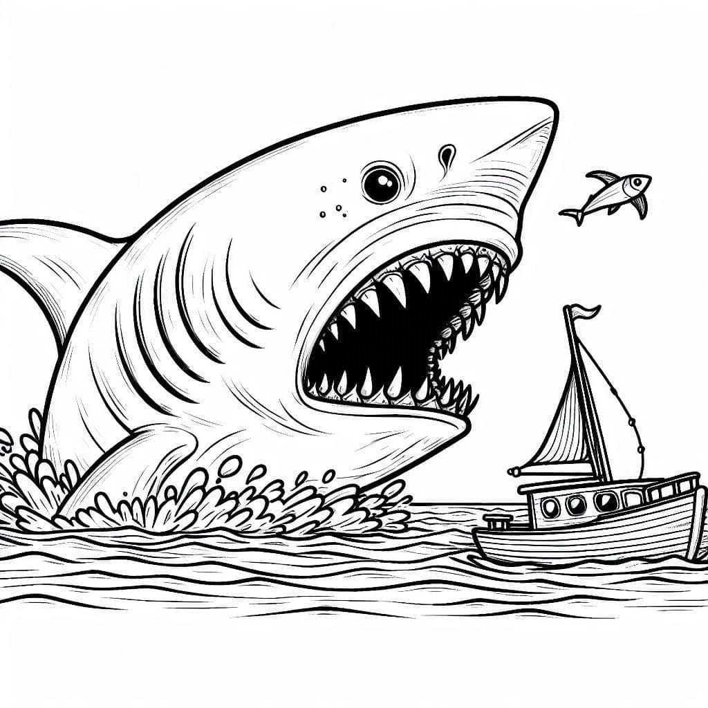 desenho de megalodon imprimível grátis para crianças para pintar