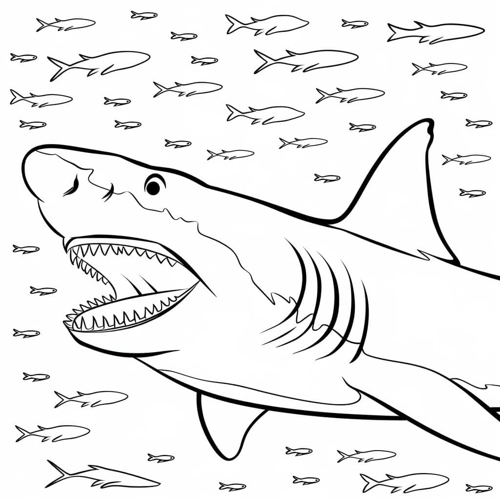 desenho de megalodon imprimível para crianças para colorir