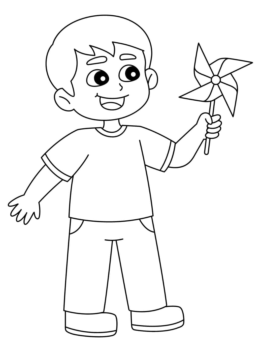 baixar desenho de menino e catavento para colorir pdf