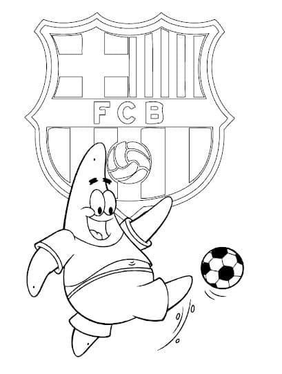 desenho de patrick estrela e escudo do barcelona para colorir