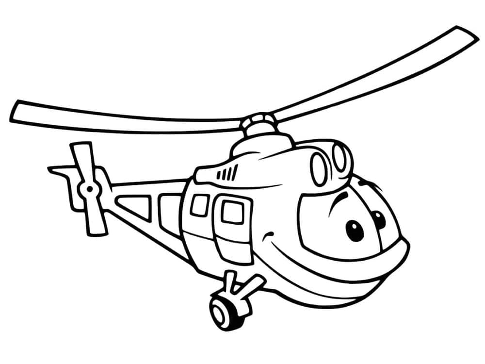 desenho de um helicóptero de desenho animado para colorir