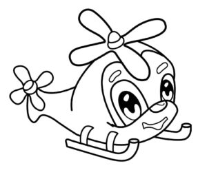 desenho de um helicóptero fofo para colorir e pintar grátis
