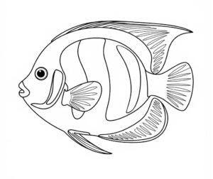 desenho de peixe anjo realista para imprimir e pintar gratuitamente