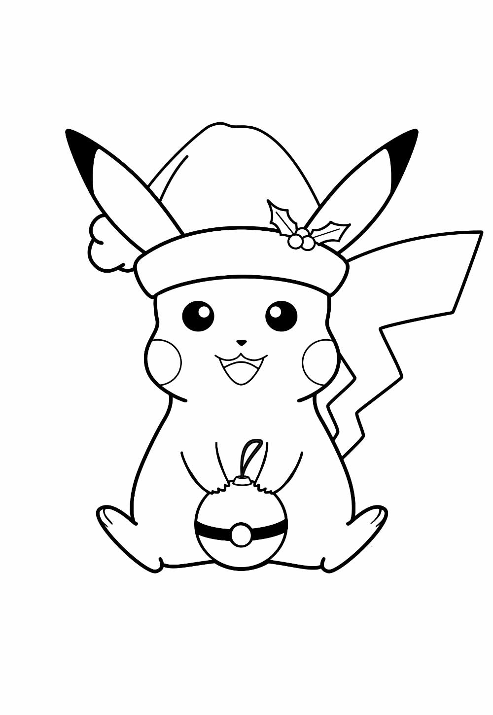 desenho de pikachu de natal para colorir