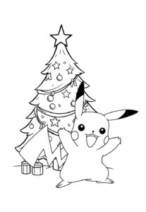 desenhos de pikachu de natal para imprimir e colorir grátis