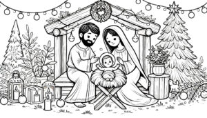 presépio de Jesus para colorir