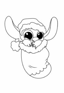 imagens do stitch dentro de meia de natal para colorir e imprimir grátis