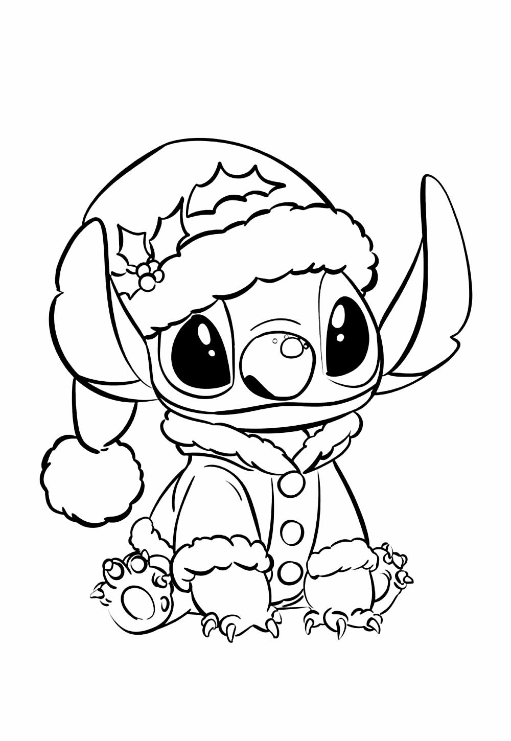 stitch de natal para colorir