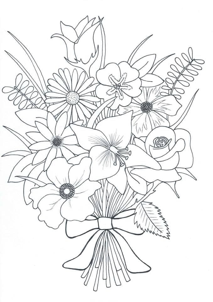buquê de flores desenhado à mão