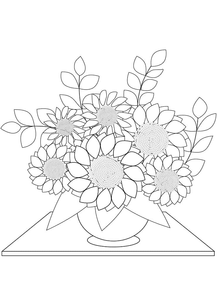 buquê de girassóis para colorir