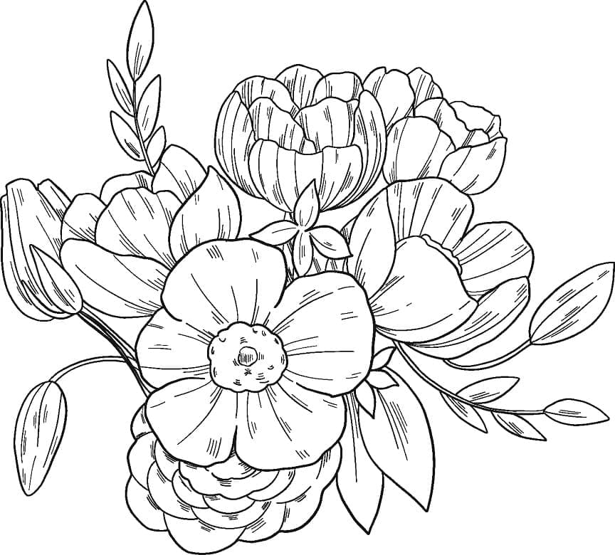 desenho buquê de flores para imprimir