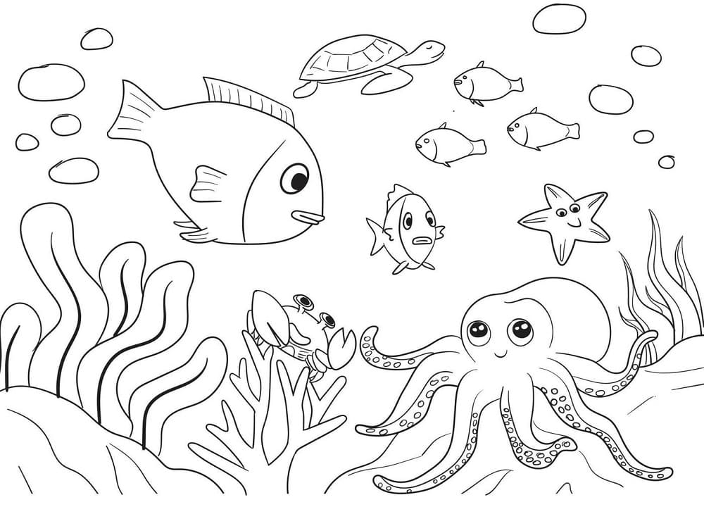 desenho de belo fundo do mar para colorir