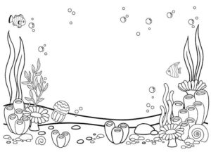 desenho de cena do fundo do mar para colorir