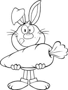 desenho de coelho e cenoura para colorir